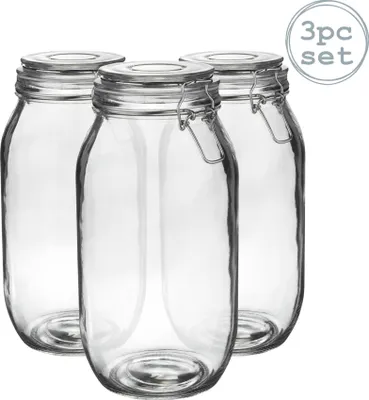 Produktbild von Vorratsgläser aus Glas – 2 Liter – transparenter Verschluss – 3 Stück