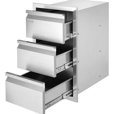 Obrázek produktu pro VEVOR 3 zásuvky na grilování Zásuvky 38X65cm Venkovní kuchyňská skříňka na catering Zásuvka