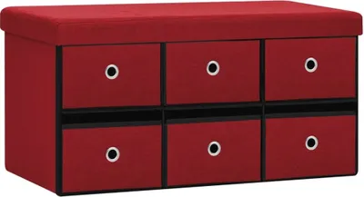 Image de Banc de rangement pliable Bordeaux 76x38x38 cm Faux lin