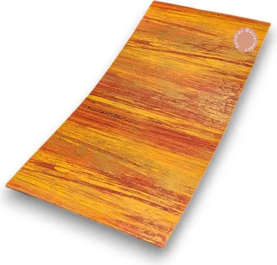 Produktbild von Sandras-Bastelladen - Multicolor Schraffur - Kerzen Verzierwachsplatte - 200 x 100 x 0,5mm Orange mit Gold