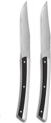 Produktbild von Steakmesser Messer Glattschlliff Besteck hochwertigen Edelstahl 10cm Klinge 2er-Set Rostfrei Spülmaschinengeeignet handgefertigt