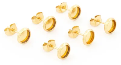 Produktbild von Vintageparts Ohrstecker 304 Edelstahl 18k goldbeschichtet für 6 mm Cabochons, 6 Stück