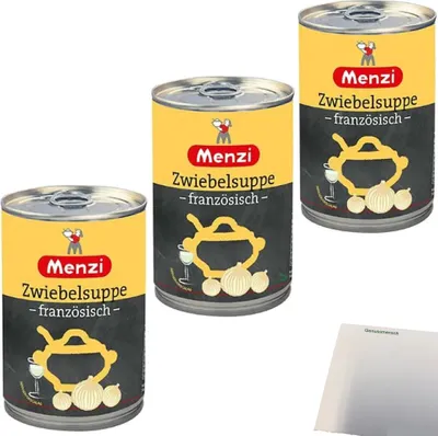 Produktbild von Menzi Zwiebelsuppe Französische 3er Pack (3x400ml Dose) + usy Block