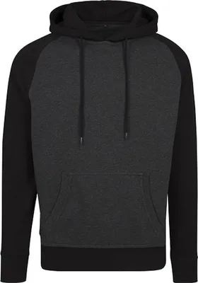 Produktbild von Build Your Brand BY077 | Herren Raglan Hoody - Farbe: Charcoal (Heather)/Black - Größe: XXL