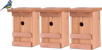 Produktbild von BigDean 3x Nistkasten Meisen Meisennistkasten Nistkästen Vogelhaus Vogelhäußchen Massivholz Vogelhaus 25 x 14,5 x 12 cm Einflugloch 28mm