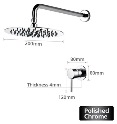 Obrázek produktu pro Sada sprchové baterie - nástěnná sprchová hlavice, směšovací baterie - sprchová hlavice o průměru 20/25/30 cm - mosaz - s ventilem - leštěný chrom