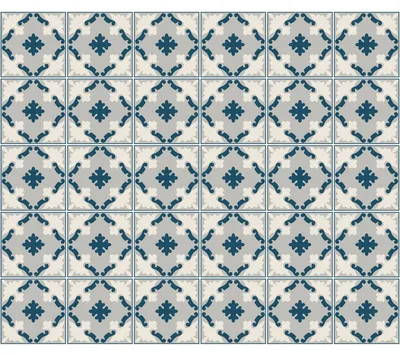 Image de Autocollants décoratifs pour carrelage de cuisine et de salle de bain – 30 autocollants Azulejos Corrina – 30 autocollants de 10 x 10 cm