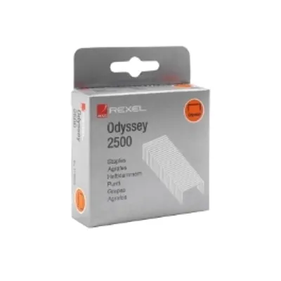 Produktbild von Rexel Odyssey Heftklammern (2500 Stück), Klammerpack, 2500 Heftklammern, Stahl, Silber, 60 Blätter, 130 g