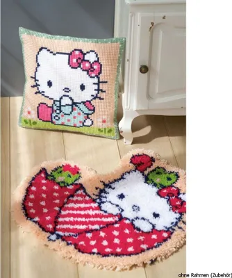 Produktbild von Vervaco Teppichset in Hakenform: Hello Kitty mit Regenschirm