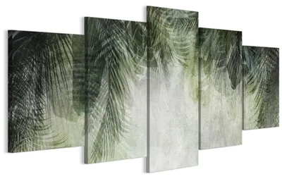 Produktbild von LUMASOUL Wandbilder Wohnzimmer 5-teilig Leinwandbild Blätter 100x50 cmMehrteilige Wanddeko für Schlafzimmer Flur Büro