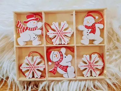 Weihnachtsbaumschmuck-Set, 12 Hängeornamente, Schneemann & Schneeflocken