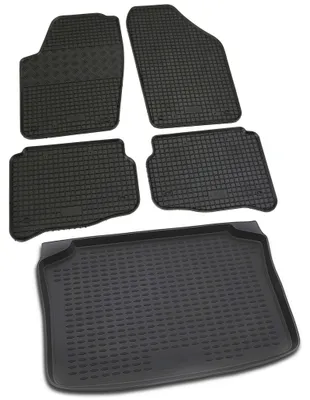 Produktbild von Gummi Kofferraumwanne + Fußmatten Set für VW Polo 9N / 9N3, Bj. 11/2001-5/2009