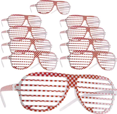 Produktbild von Party-Gitterbrille - rot/weiß, 10er Set