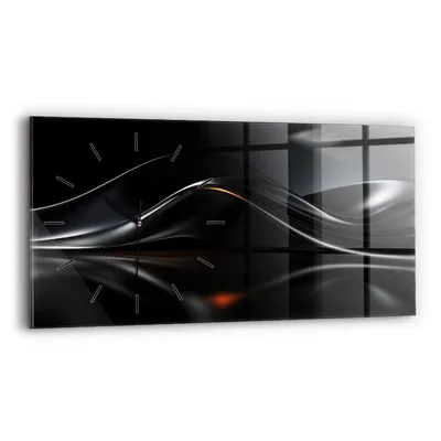 Produktbild von Wallfluent Wanduhr – Stilles Quarzuhrwerk - Uhr Dekoration Wohnzimmer Schlafzimmer Küche - Zifferblatt mit Strichen - schwarze Zeiger - 60x30 cm - Abstraktion