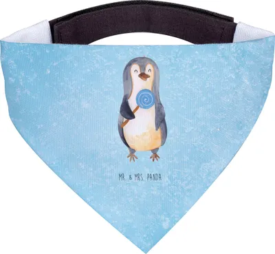 Produktbild von Mr. & Mrs. Panda Hunde Tuch Pinguin Lolli - Eisblau - Geschenk, Halstuch Für, Hund, Süßigkeiten, Hundehalstuch, Heißhunger, Hals, Süß, Bandana, Spruch, Naschen