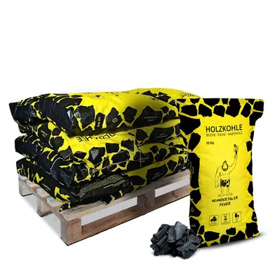 Produktbild von Neandertaler Feuer Holzkohle Grillkohle Buche - Grillholzkohle 120 kg auf Palette 12 x 10kg Charcoal BBQ Kohle für Grill Smoker Kamin Buchenholzkohle
