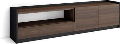 Produktbild von TV-Schrank, Lowboard, 207x37x50cm, Für TV-Geräte bis zu 80", Fernsehtisch, Dunkler Eiche und Schwarz
