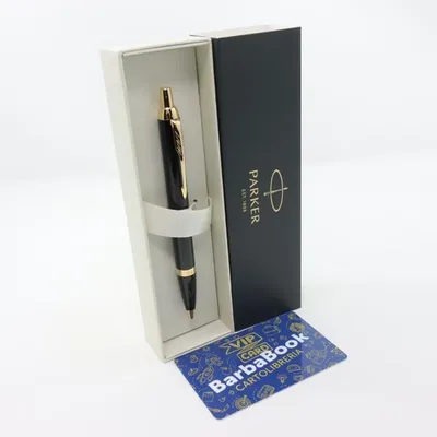 Produktbild von Parker IM Kugelschreiber – Schwarz, goldene Details, mittel, blauer Tintenfarbe