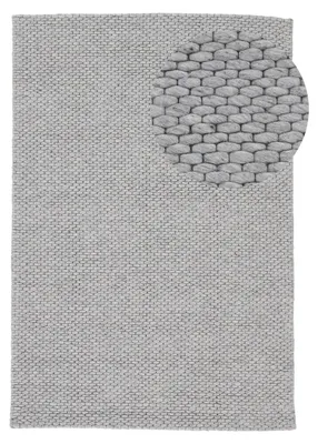 Produktbild von Wollteppich Sina weicher handweb Teppich Natur Grau 120x170 cm | Zeitloser Wollteppich für Wohnzimmer, Schlafzimmer & Kinderzimmer