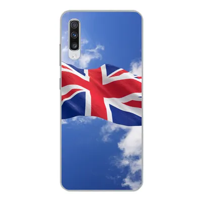 Produktbild von MuchoWow® Handyhülle Schutzhülle Hülle für Samsung Galaxy A70 Die Flagge des Vereinigten Königreichs weht am Himmel Silikon Softcase Handy Hülle - Schutzhaube