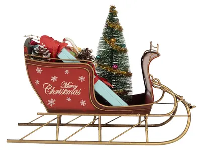 Produktbild von Clayre & Eef Weihnachtsdekorationsfigur Schlitten 30x15x22 cm Rot Metall