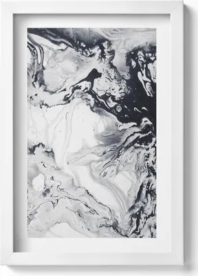 Produktbild von Tuscheabstraktion - Marmortusche– Wandbild mit Rahmen – Gerahmtes Bild  – Wanddekoration – 20x30 cm – Weiß