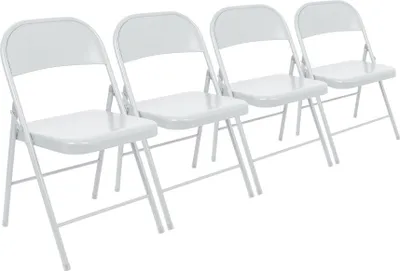 Produktbild von Harbor Housewares Metallklappstühle – Mattweiß – 4er-Pack