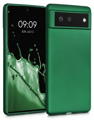 Produktbild von kwmobile Handyhülle für Google Pixel 6 Hülle - Silikon Case metallisch schimmernd - Schutzhülle Cover - Metallic Dunkelgrün