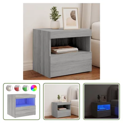 Obrázek produktu pro The Living Store Noční stolek s LED světly Grey Sonoma 50x40x45 cm