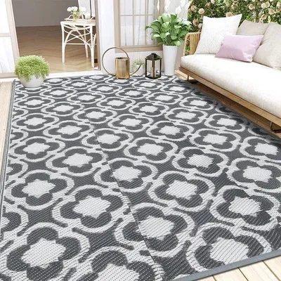 Image de Tapis d'extérieur Famanu, résistant aux intempéries, couleur gris, 150 x 240 cm