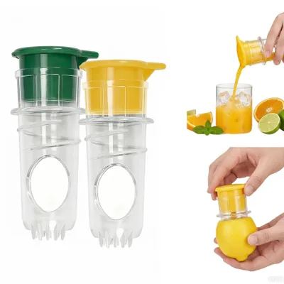 Image de Presse-agrumes manuel à vis – Presse-fruits manuelle avec bouchon à vis et filtre – Lot de 2 – Plastique