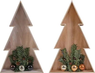 Produktbild von 3D LED-Holz-Weihnachtsbaum 38cm Weihnachtsdeko Fensterbild Wanddeko Beleuchtung, Farbe:Weiß