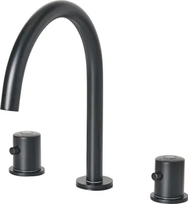 Produktbild von BELIANI Waschtischarmatur Schwarz aus Messing Matt Zweihebelmischer Mischbatterie Waschbeckenarmatur Wasserhahn Badezimmer Modernes Design