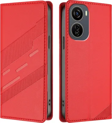 Obrázek produktu pro Pouzdro pro ZTE Blade V50 Design 5G,Polyuretankožené peněženkové pouzdro s přihrádkou na karty a funkcí stojánku Rot