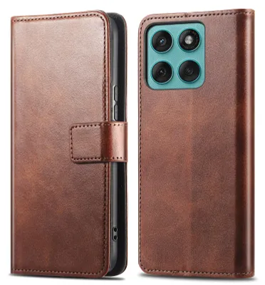 Imagen del producto de Funda Tipo Libro de Lujo para Motorola Edge 60 Fusion - Marrón oscuro