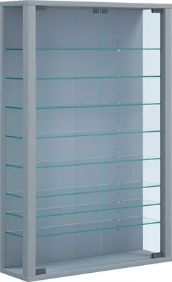 Immagine prodotto di Espositore in vetro appeso | Vetro espositore con vetro di sicurezza ESG | Dimensioni: H. 91 x W. 59 x D. 18 cm | Vetro espositore appeso | Moderno e salvaspazio | Espositore in vetro - Vitrosa Mini