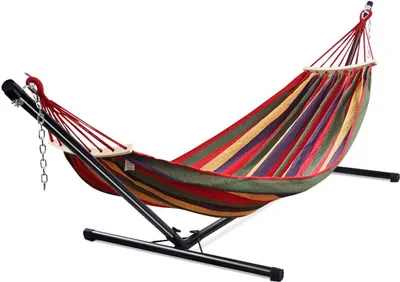 Produktbild von GOPLUS 325 x 100 x 106 cm Hängemattengestell, Hängemattenständer aus Eisen mit 2 Haken, Hängemattenhalter bis zu 150kg  (Ohne Hängematte)