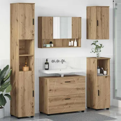 Obrázek produktu pro Maison Exclusive – Sada koupelnového nábytku, 5 dílů, Imitace "Řemeslná borovice", rozměry 35 x 30 x 192 cm