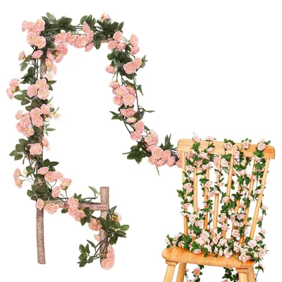 Künstliche Rosen-Girlande 2x1,8 m, 69 Blüten, rosa