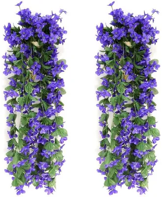 Immagine prodotto di Fiori artificiali: edera artificiale viola da 70 cm con fiori pendenti, 2 pezzi, per l'ufficio, la decorazione della casa, l'orto, le feste e i matrimoni