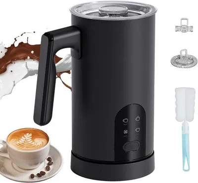 Obrázek produktu pro Elektrický pěnič na mléko – Automatický pěnič – Pro přípravu kávy – Čtyři funkce – 590 ml – Černá barva