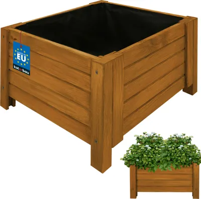Zdjęcie produktu dla KOTARBAU® Donica Skrzynka Drewniana na Nóżkach 50 x 50 x 30 cm Doniczka Skrzynia z Agrowłókniną Dąb