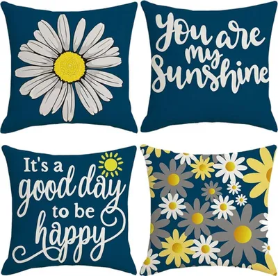 Produktbild von Dekorative Kissenbezüge Set, Weicher Kissenbezug 45cm x 45cm mit Unsichtbarem Reißverschluss Kissenhülle Pillow Covers für das Wohnzimmer Sofa Schlafzimmer - 4er Pack (Blau)