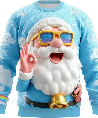 Produktbild von ASKSA Herren Weihnachts Pullover WeihnachtenTops Rundhals Langarm Sweatshirt Sweat Weihnachtsparty Style Pulli,Hellblau,L