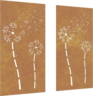 Obrázek produktu pro Zahradní nástěnné dekorace 2 ks 105x55cm cortenová ocel Květina