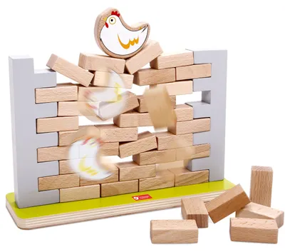 Image de Jeu de construction « Mur de briques » en bois, 44 pièces, dans une boîte de 26 x 24,5 x 4 cm
