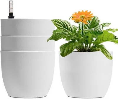 Obrázek produktu pro Sada čtyř závěsných květináčů Ibenzoa® s automatickou závlahou – plast, průměr 15 cm, výška 13 cm, objem 1,3 litru, s indikátory hladiny vody