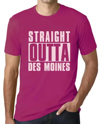 Produktbild von Herren Grafik T-Shirt Straight Outta Des Moines Öko-Verantwortlich Vintage Jahrgang Kurzarm Lustige Druck Geburtstag Geschenk Mann