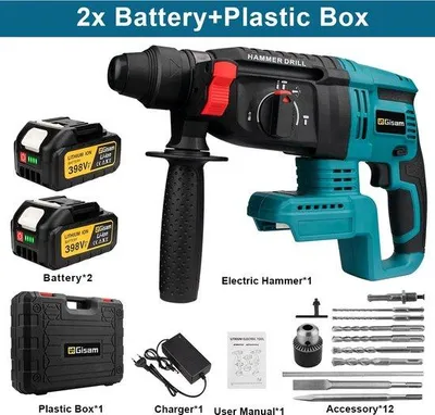 Image de Marteau perforateur sans fil 26 mm, 2 batteries incluses
