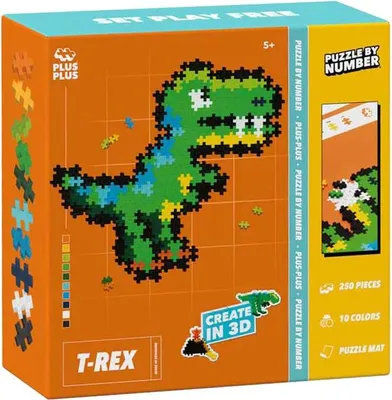 Zdjęcie produktu dla Plus Plus dėlionė pagal skaičius, T-REX, 250 det.
